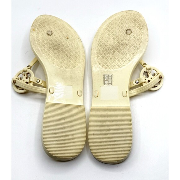Tory Burch Mini Miller Jelly sandals Cream and Gold Flat Logo Slide 11 Women’s - Picture 5 of 5